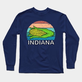 Indiana Hoosier Retro Sunset Corn Long Sleeve T-Shirt